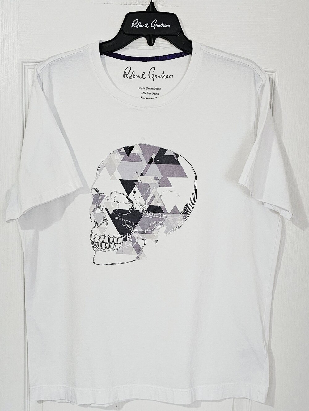 Robert Graham White Short-Sleeve Tee with Geometric Skull
